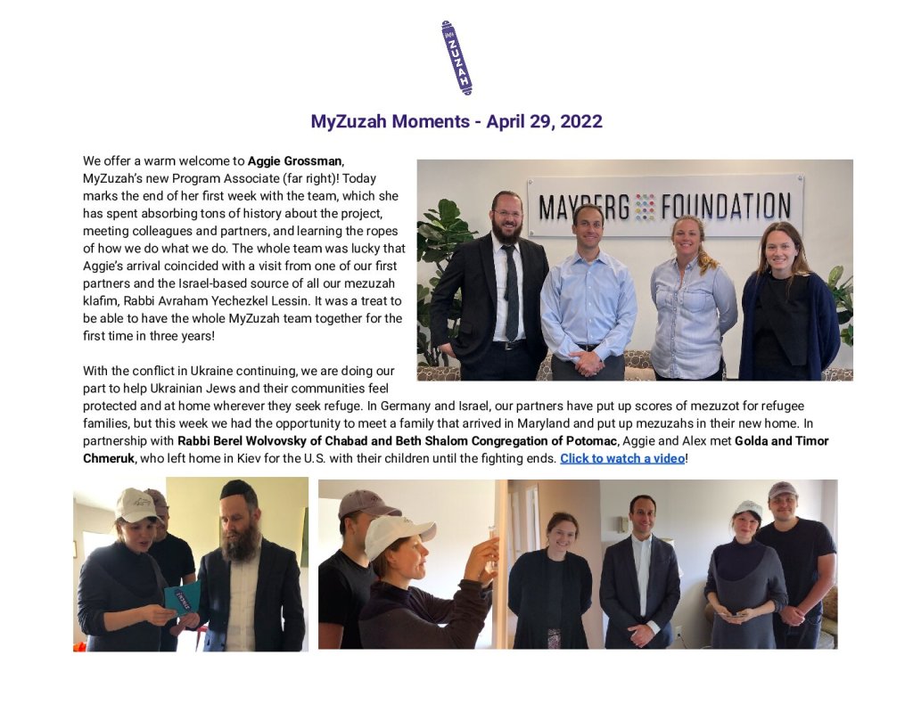 thumbnail of MyZuzah Moments – April 29, 2022